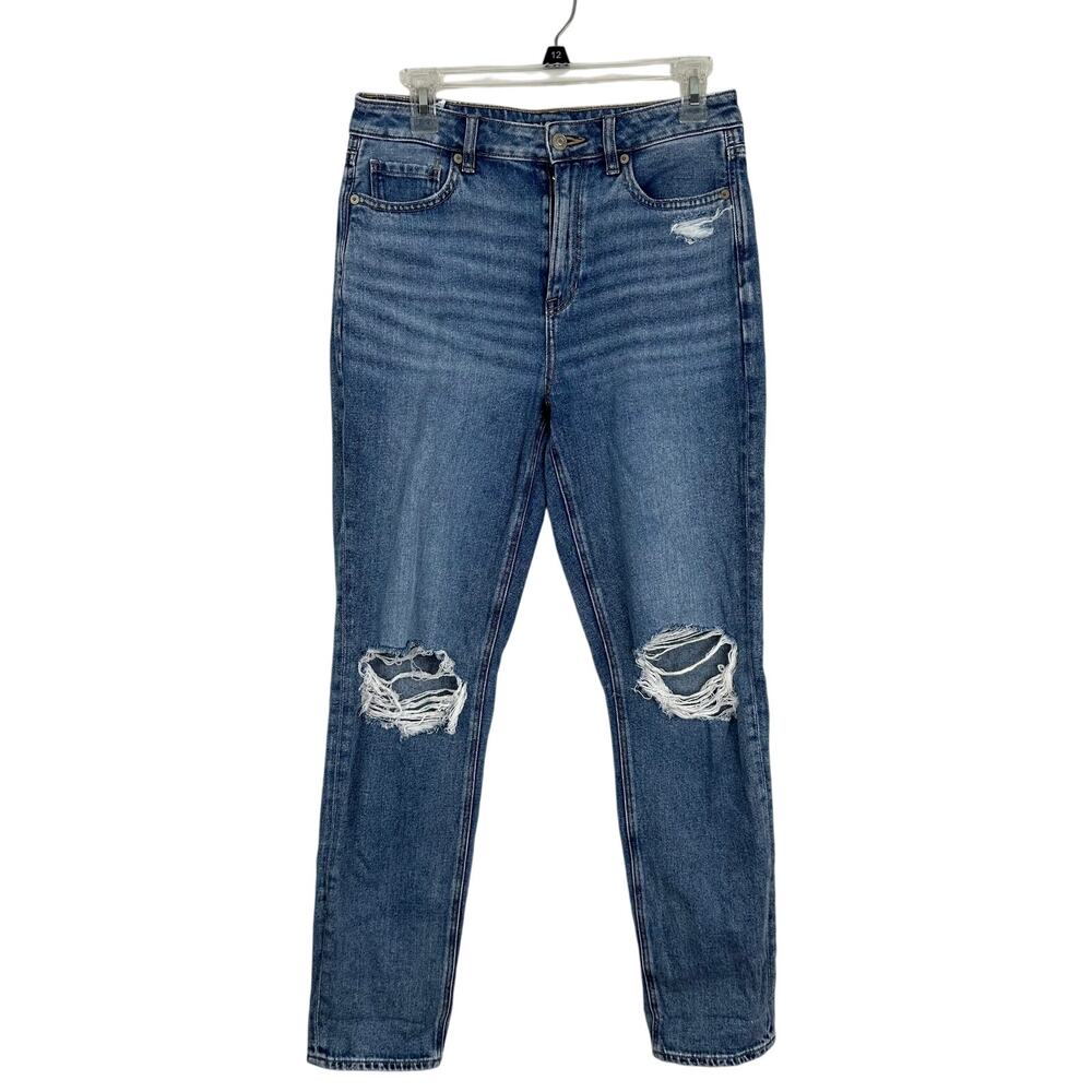 American Eagle Comfort Stretch Waistband Distressed Medium Wash Mom Jean